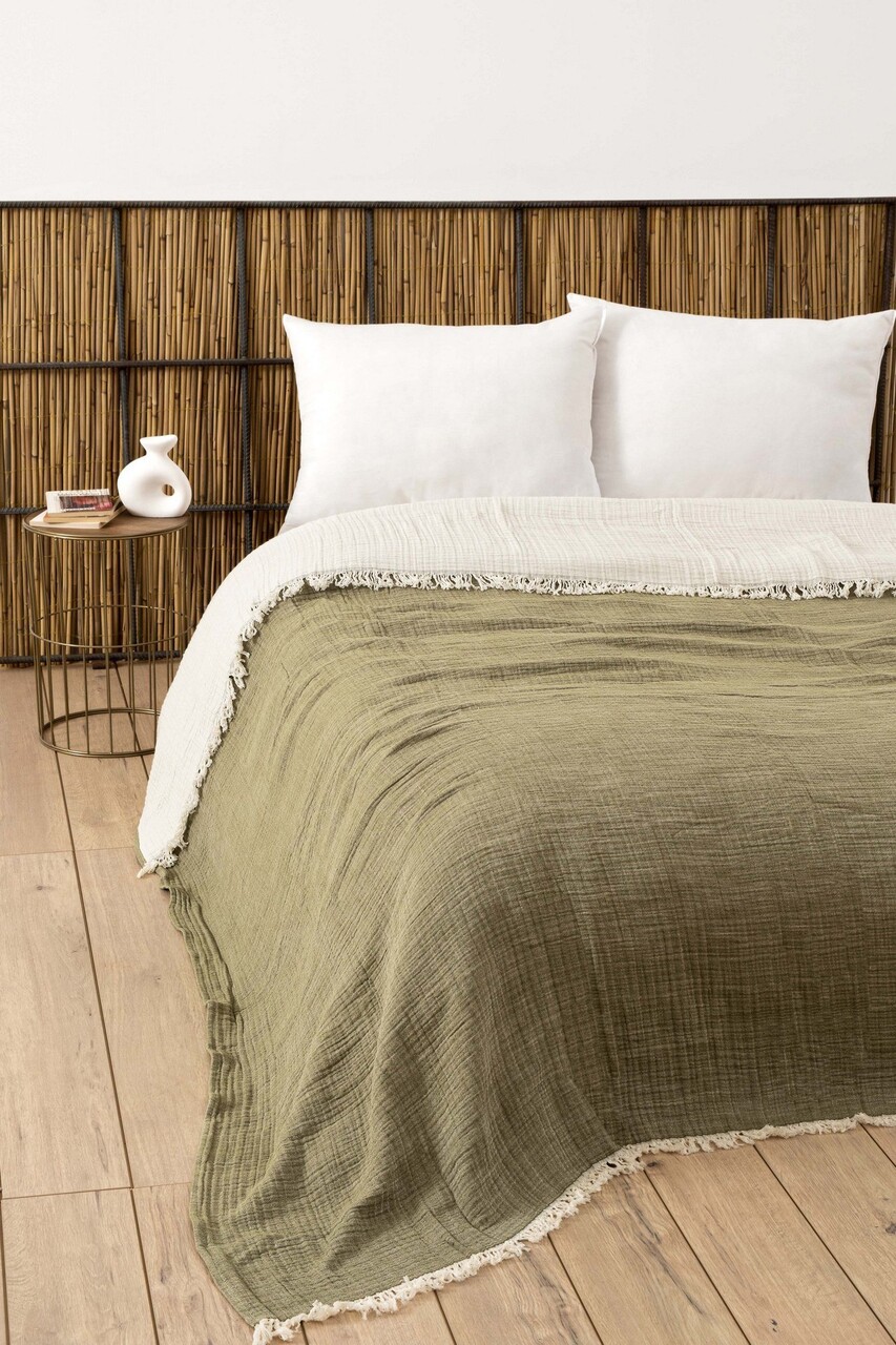 Cuvertura matlasata dubla, L'essentiel Maison, Muslin, Verde - imagine 3